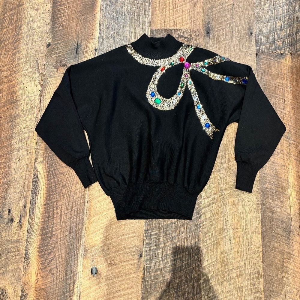 Lily Rubin VINTAGE Embellished 100% wool sweater - Picture 2 of 8